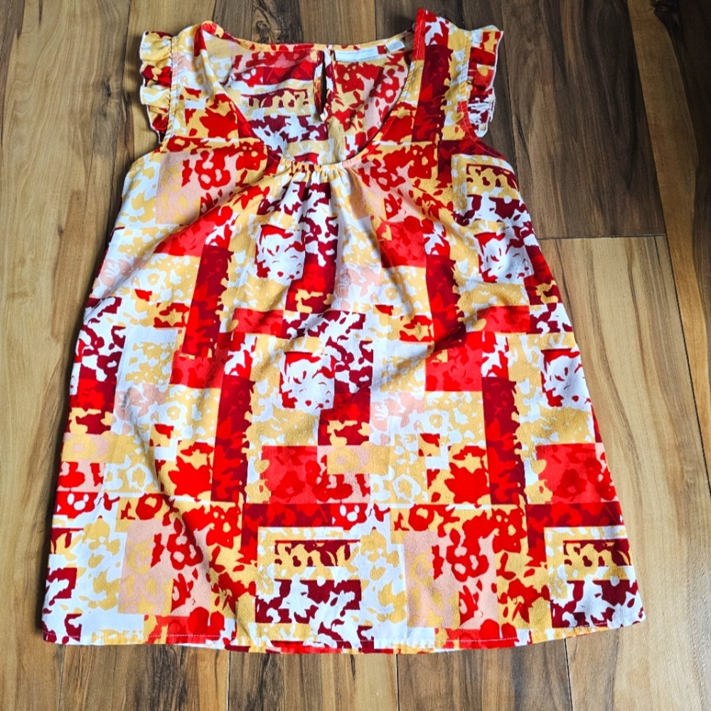 New York & Company Sleeveless Tank Top Red, Yellow, XS